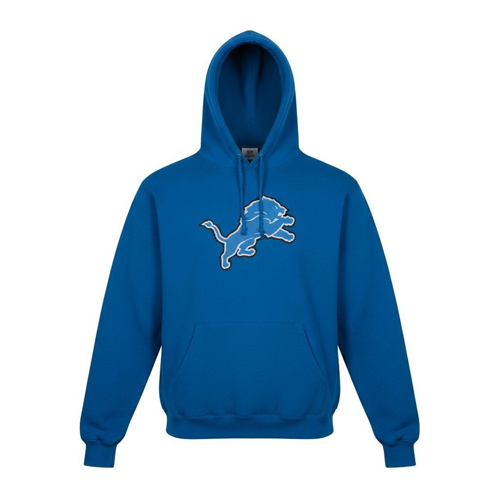 NFL Team Apparel Detroit Lions Hoodie Mens Medium Blue Embroidered Logo Pullover